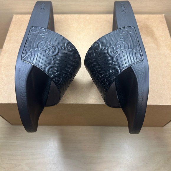 Women’s Auth Gucci GG Slide Sandals Size 8.5/9 Euro 39 Demetra Black - Picture 7 of 12